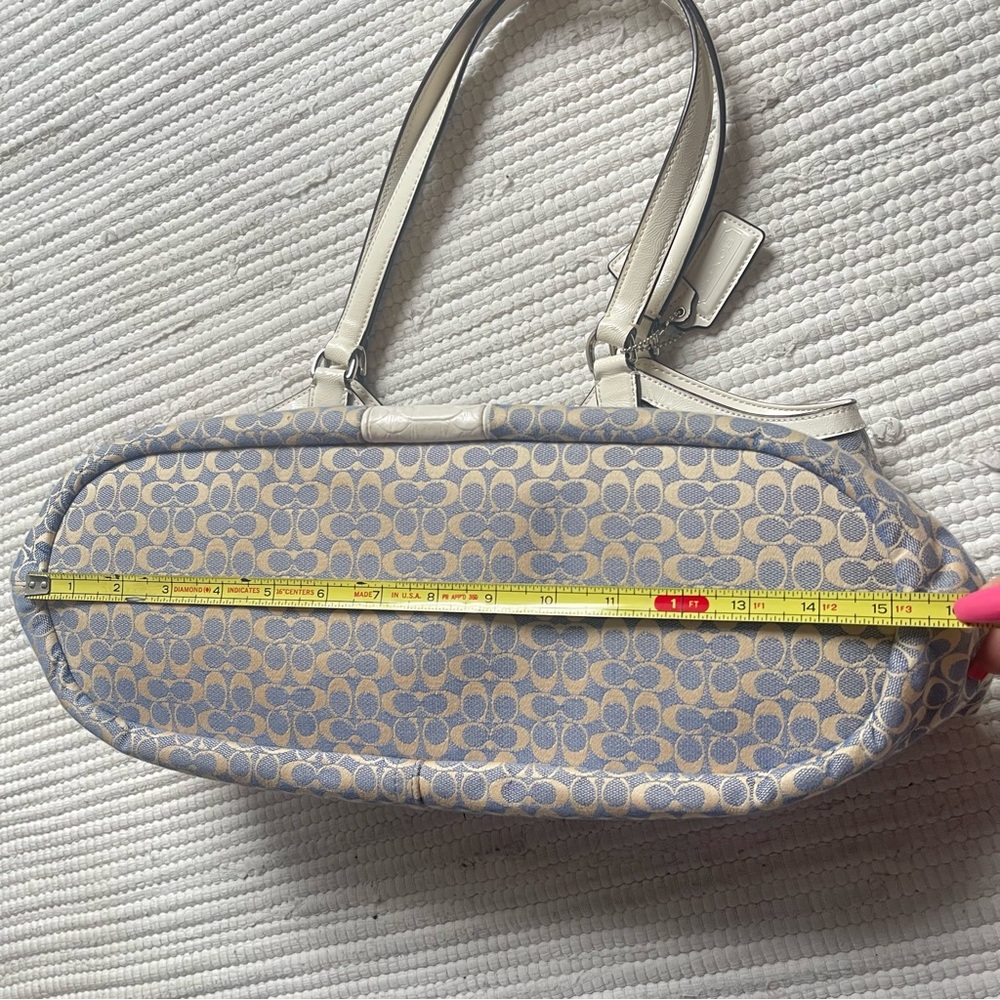 NEW COACH SIGNATURE JACQUARD SHOULDER BAG CHAMBRAY BLUE ALLIGATOR STRIPE F27734 - Picture 7 of 12